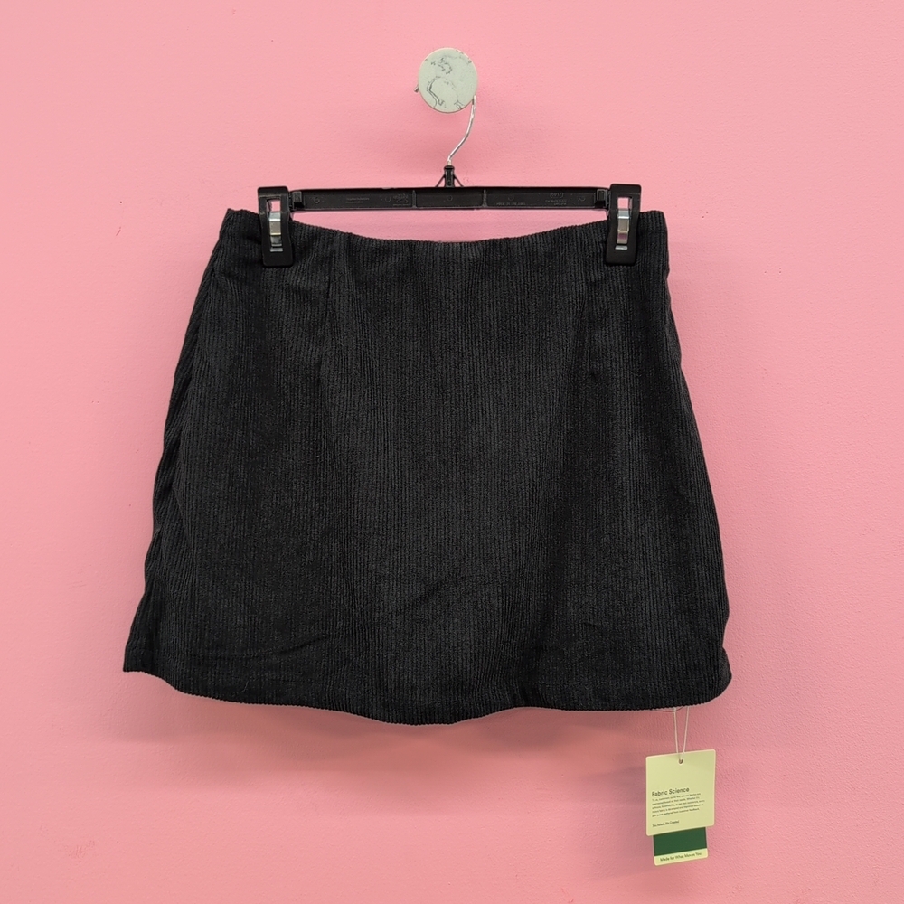 Halara High Waisted 2 in 1 A Line Mini Corduroy Casual Skirt Size Medium Black